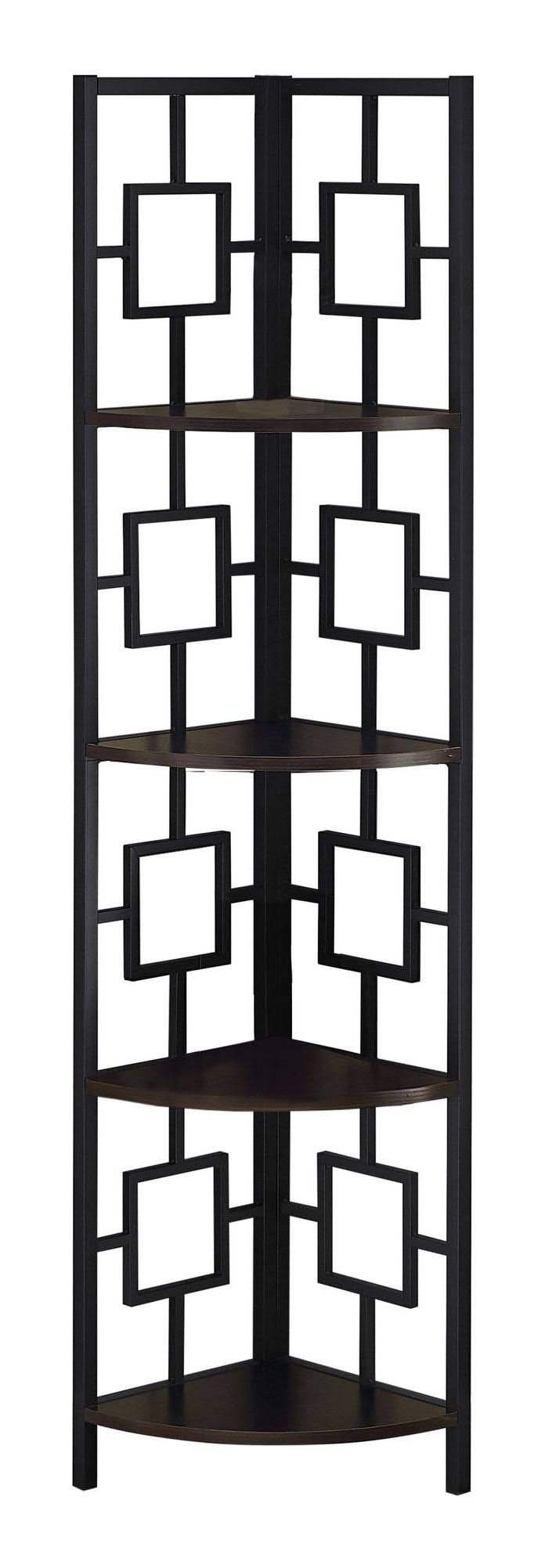 Espresso Black Metal Corner Bookcase B1019