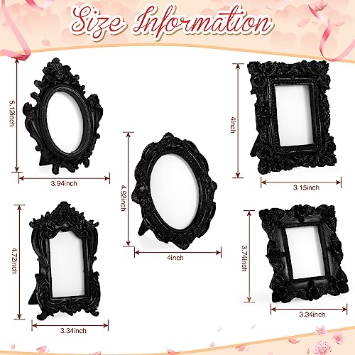15 Pcs Mini Vintage Frames Oval Table Top Decor (Black) T276