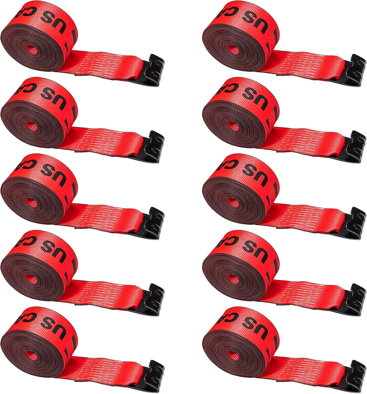 4 Inch x 30 Foot Red Winch Straps with Flat Hook 10 Pack S587
