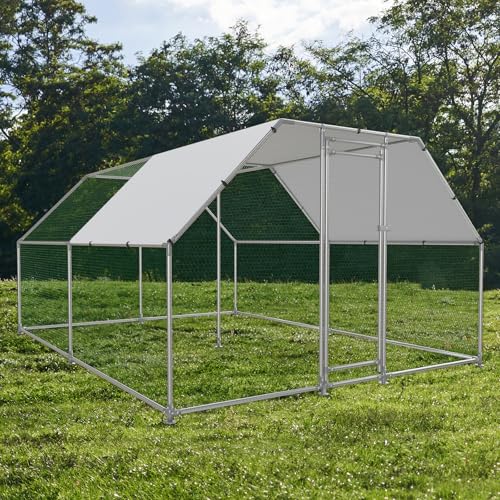 Large Metal Chicken Coop with Water-Resistant and Anti-UV Cover Walk-in Poultry Cage Z449