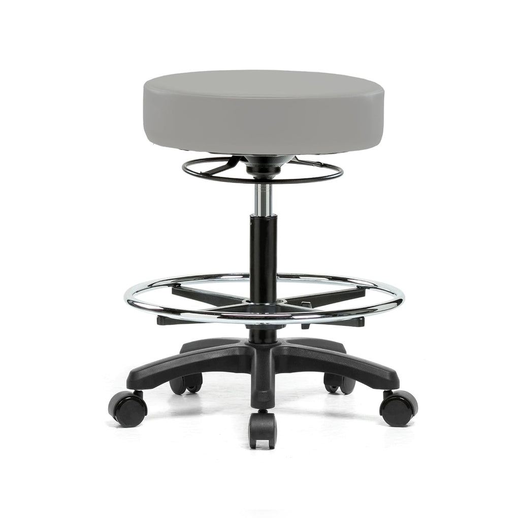 Height Adjustable Rolling Stool Gray Vinyl C3990