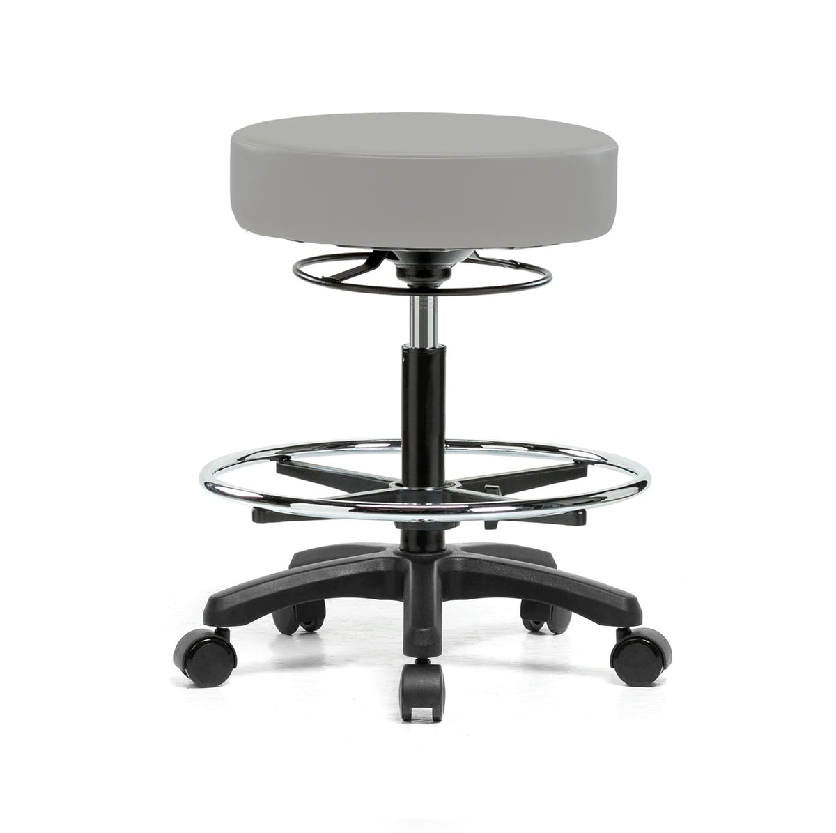 Height Adjustable Rolling Stool Gray Vinyl C3990