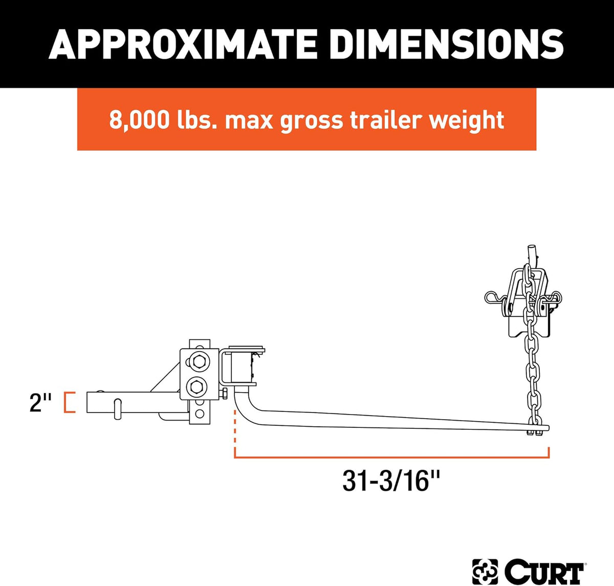 Round Bar Weight Distribution Hitch with 2-Inch Shank Q706