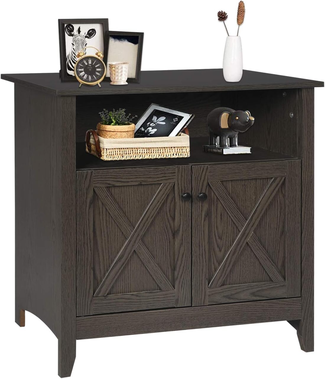 Accent Cabinet with Doors Storage Sideboard with Adjustable Shelves Brown Q483