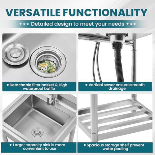 Stainless Steel Single Bowl Utility Sink 20" x 20" M338