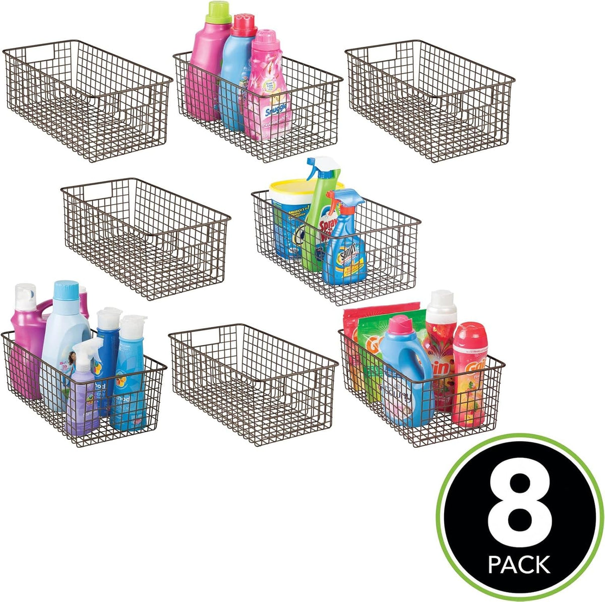 8 Pack Bronze Metal Wire Storage Organizer Bin Basket S9737