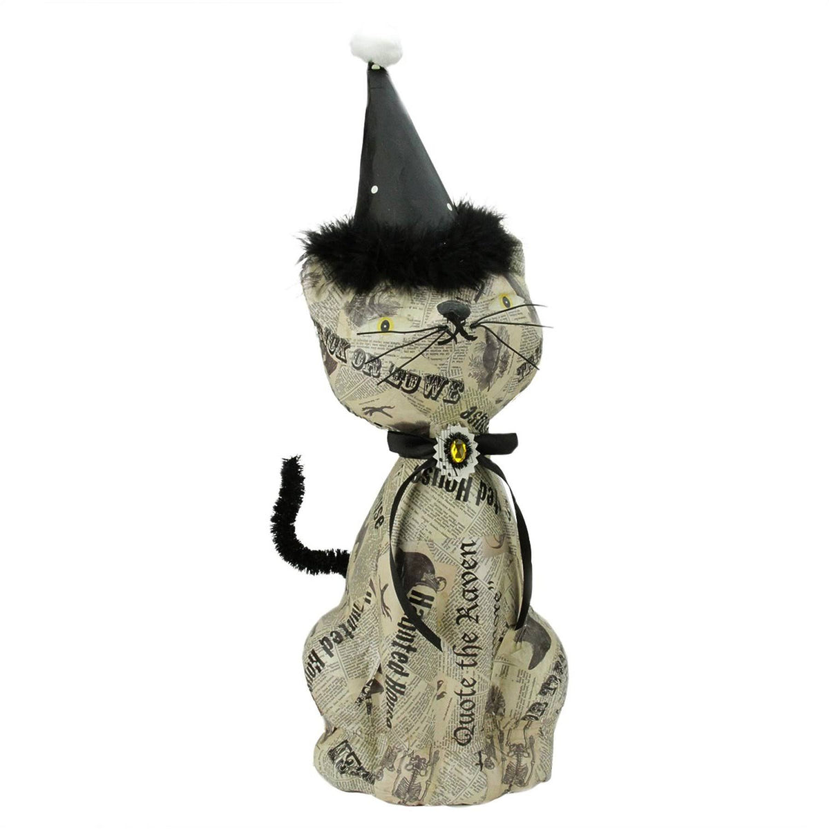 Newspaper Decoupage Halloween Kitty Cat Table Decor Q834402