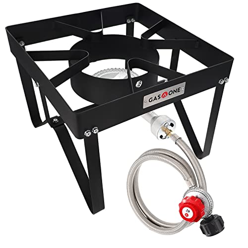200K BTU Propane Burner with Adjustable 0-20Psi Regulator and Steel Braided Hose S66975