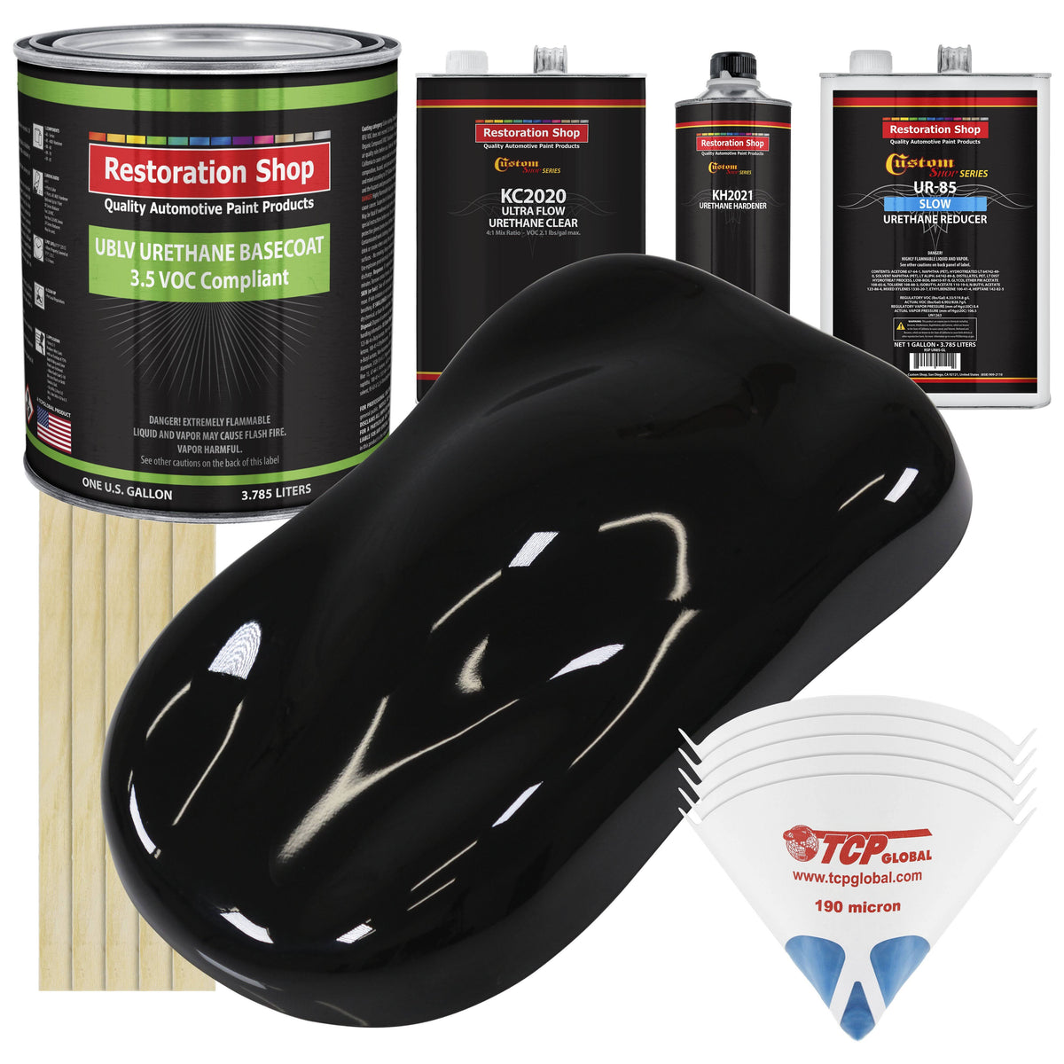 Jet Black Low VOC Urethane Basecoat Auto Paint Kit F2607