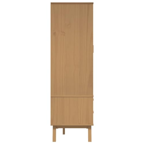 Solid Wood Wardrobe Armoire Closet with 2 Drawers, Gray and Brown 30.1"x20.9"x67.7" M9247