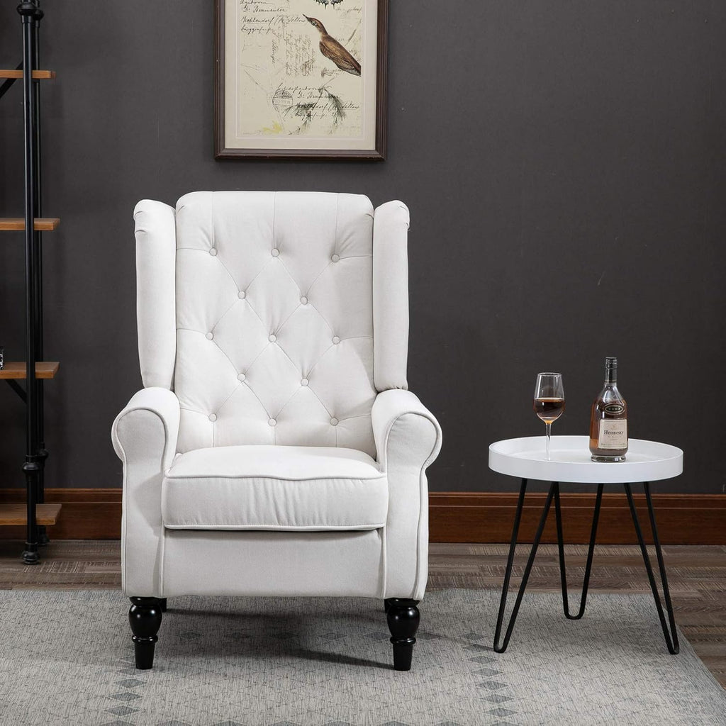 Cream White Button-Tufted Accent Chair Set of 2 J190