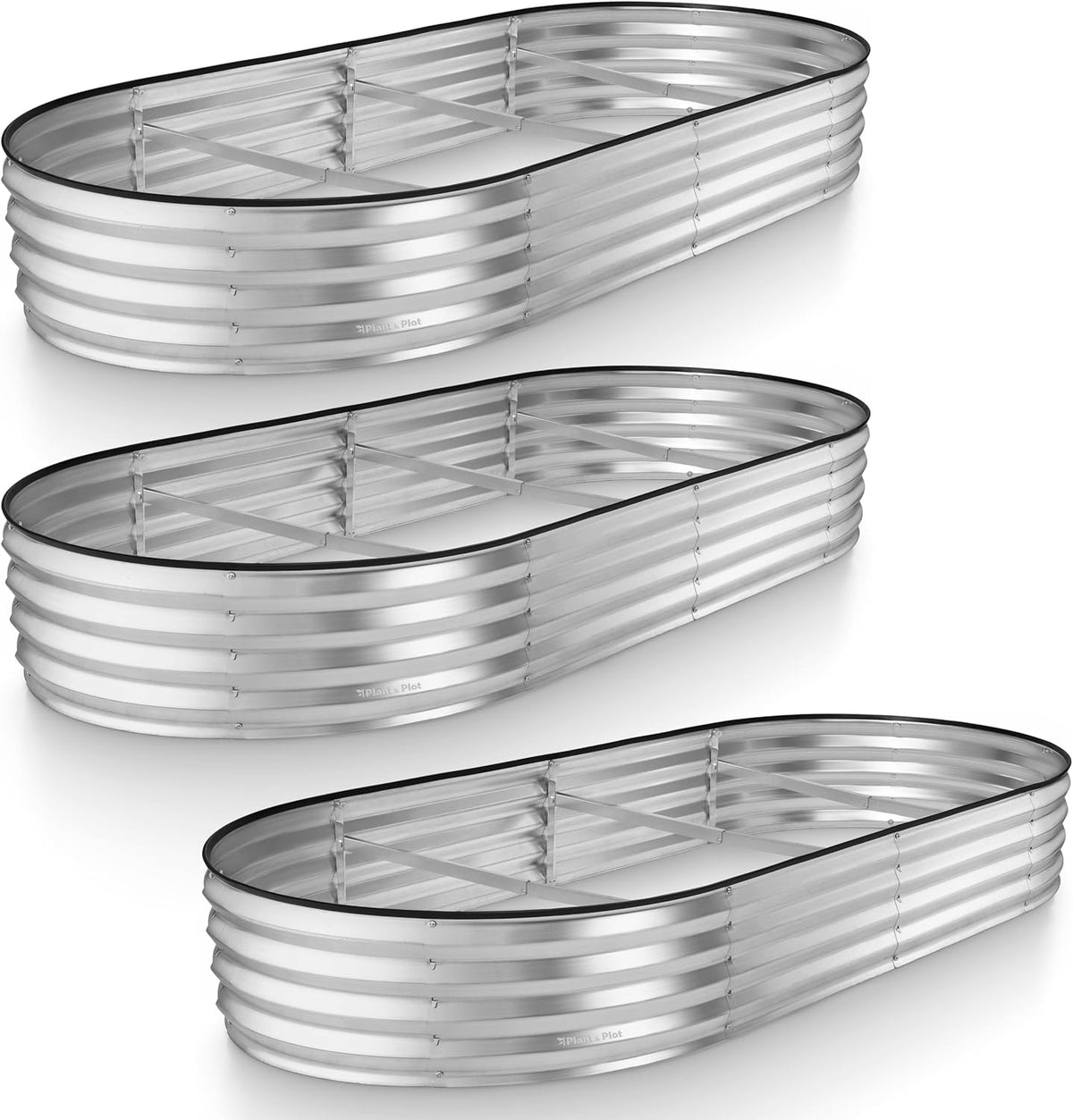 Galvanized Raised Garden Beds Outdoor 8×4×1 ft Metal Garden Box (Silver) E15410