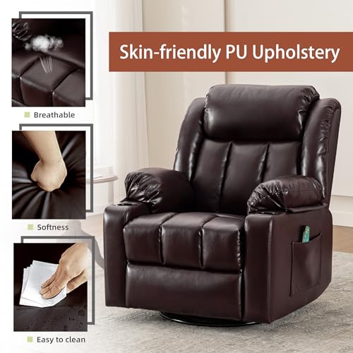 Overstuffed Manual Recliner Chair with Massage and Heat, Lime Gray B738