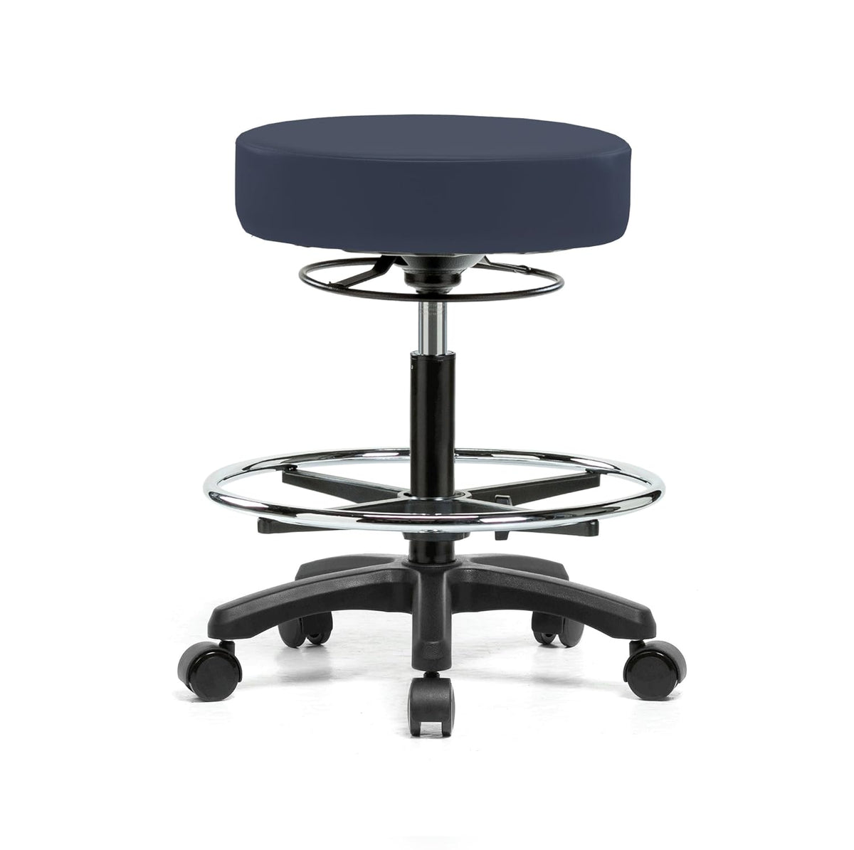 Height Adjustable Rolling Stool Gray Vinyl C3990