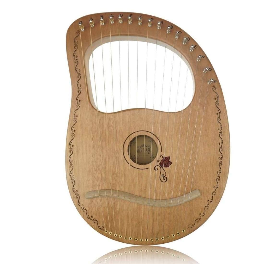 16-String Mahogany Wood Lyre Harp with Carry Bag T766