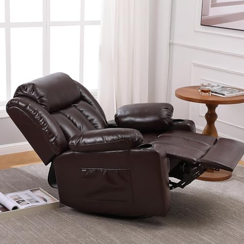 Overstuffed Manual Recliner Chair with Massage and Heat, Lime Gray B738