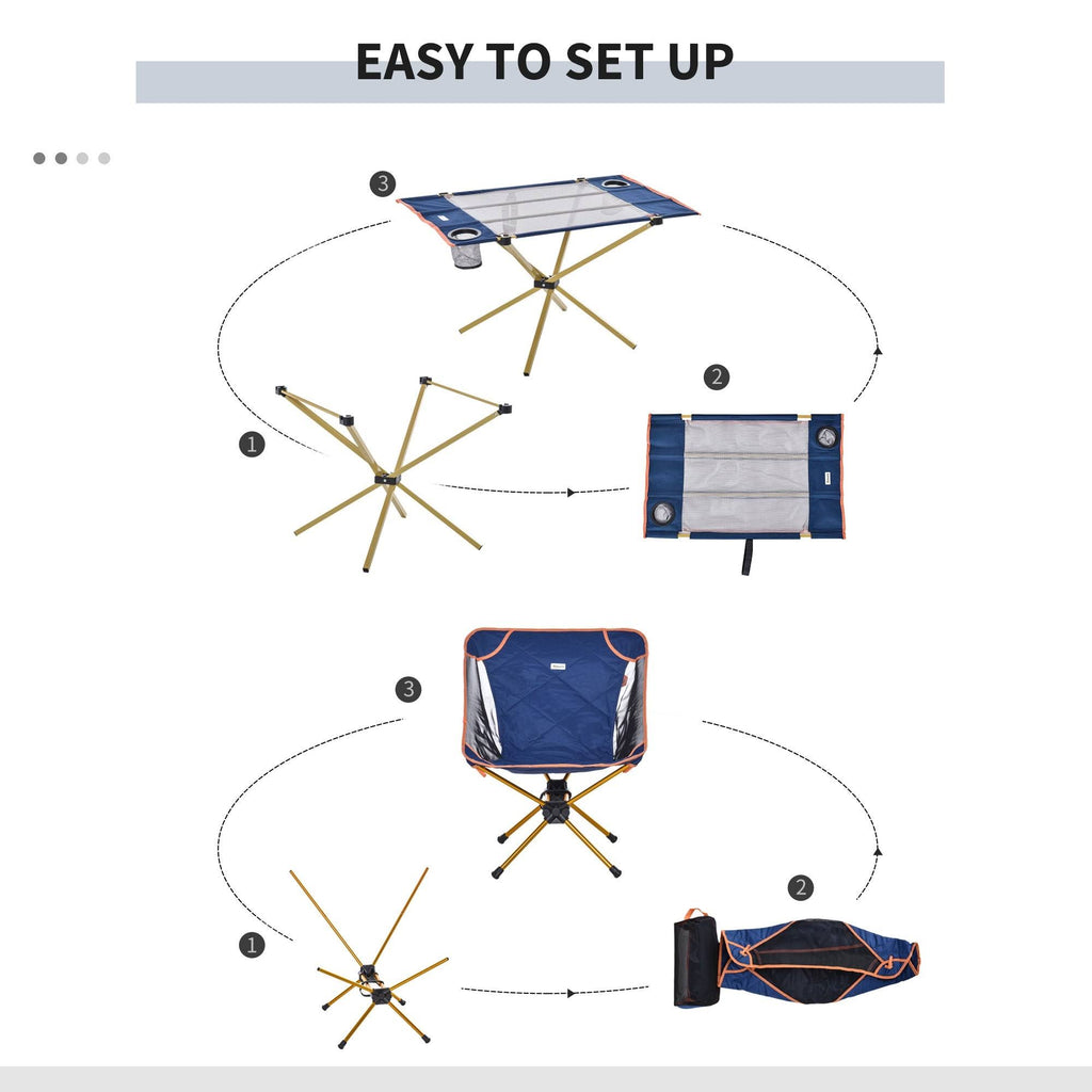 Lightweight Folding Camping Table Set with 2 Chairs and Carry Bag Z180732