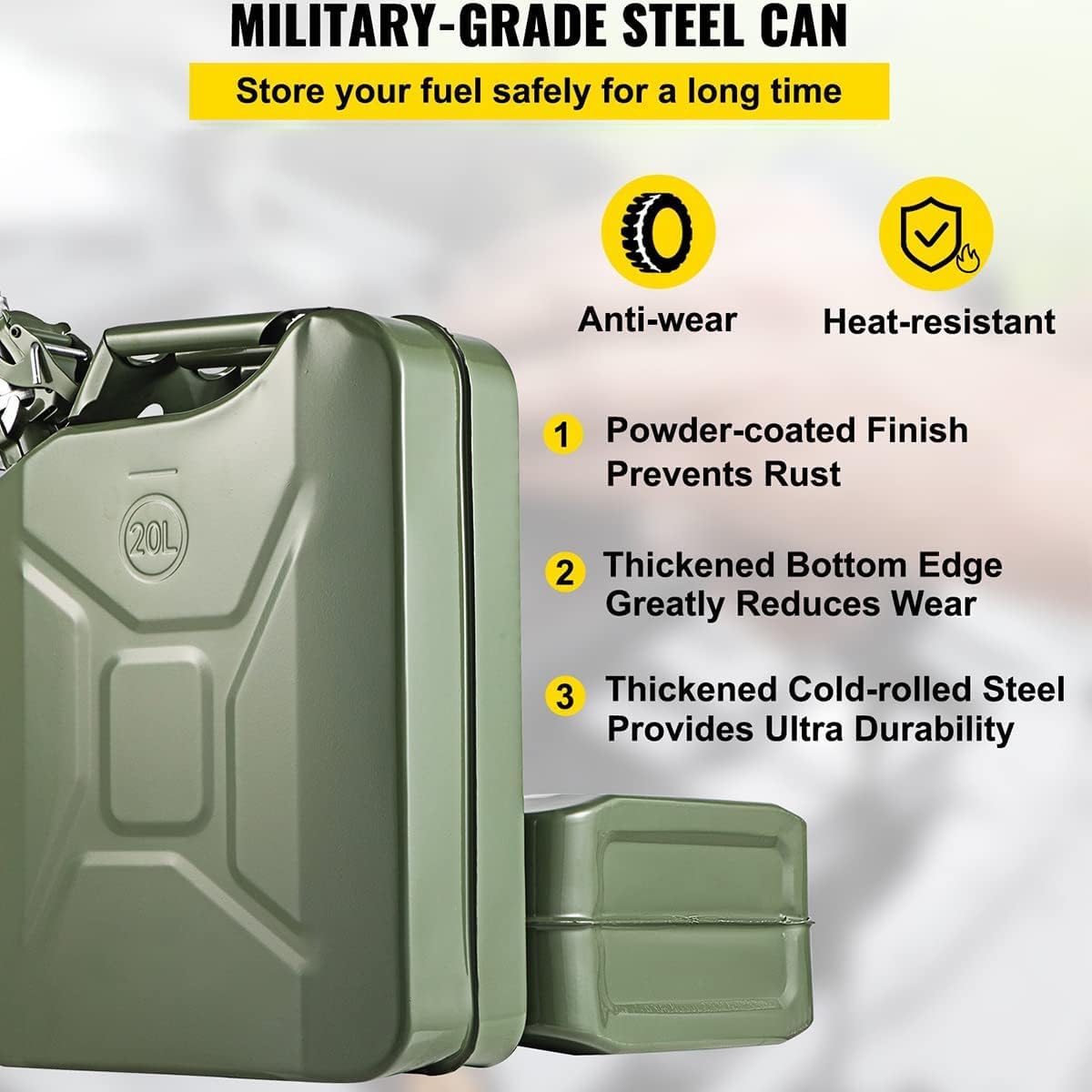 20L 5 Gallon Metal Gas Can Green with Spout System U535056