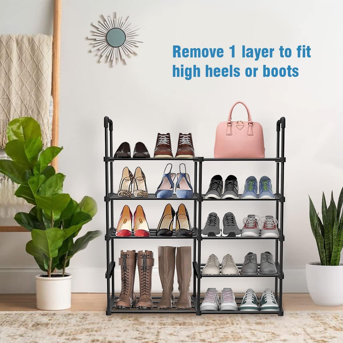 10 Tiers Tall Narrow Metal Shoe Rack Y86390