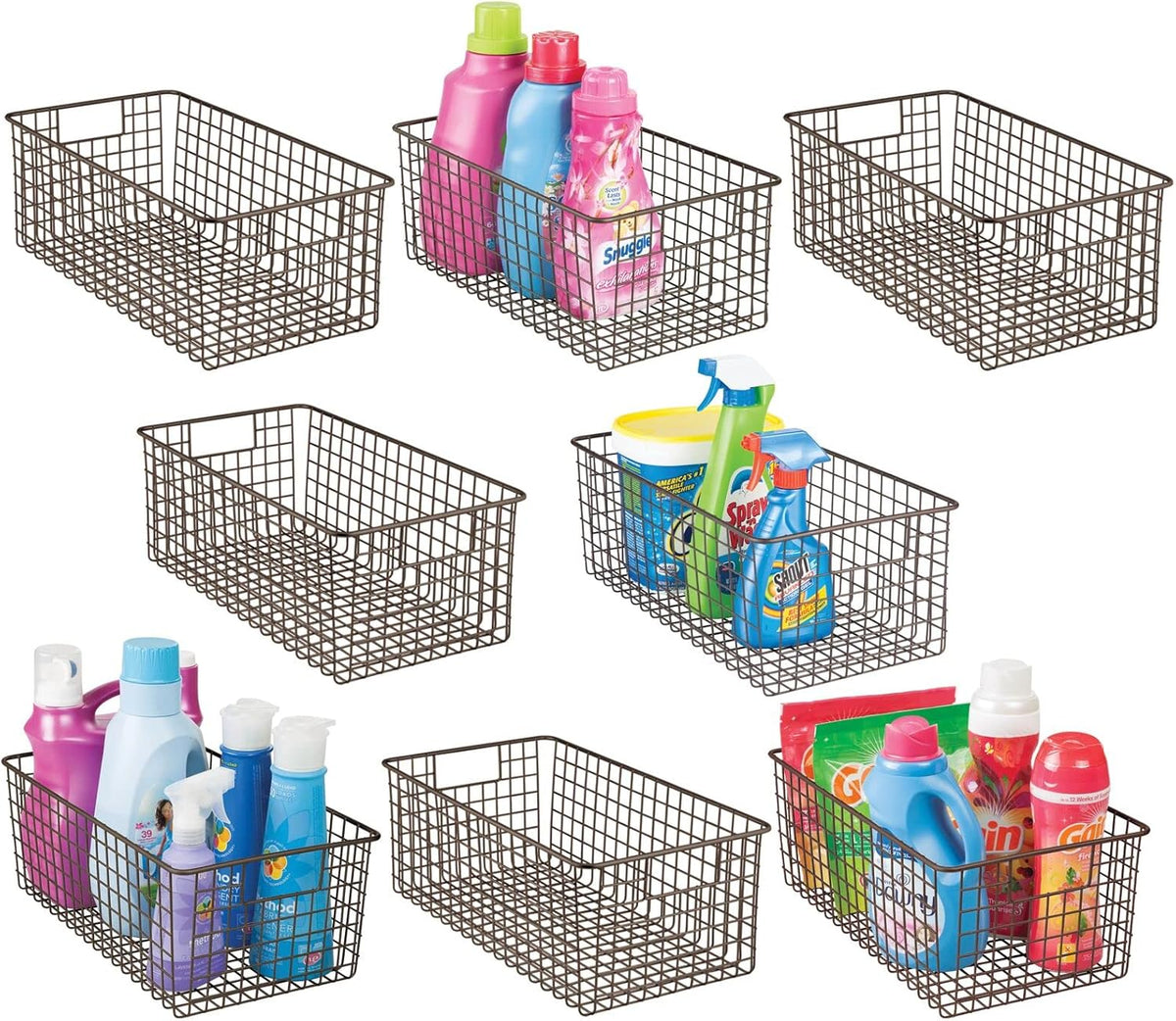 8 Pack Bronze Metal Wire Storage Organizer Bin Basket S9737