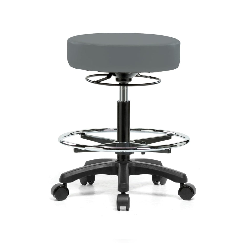 Height Adjustable Rolling Stool Gray Vinyl C3990