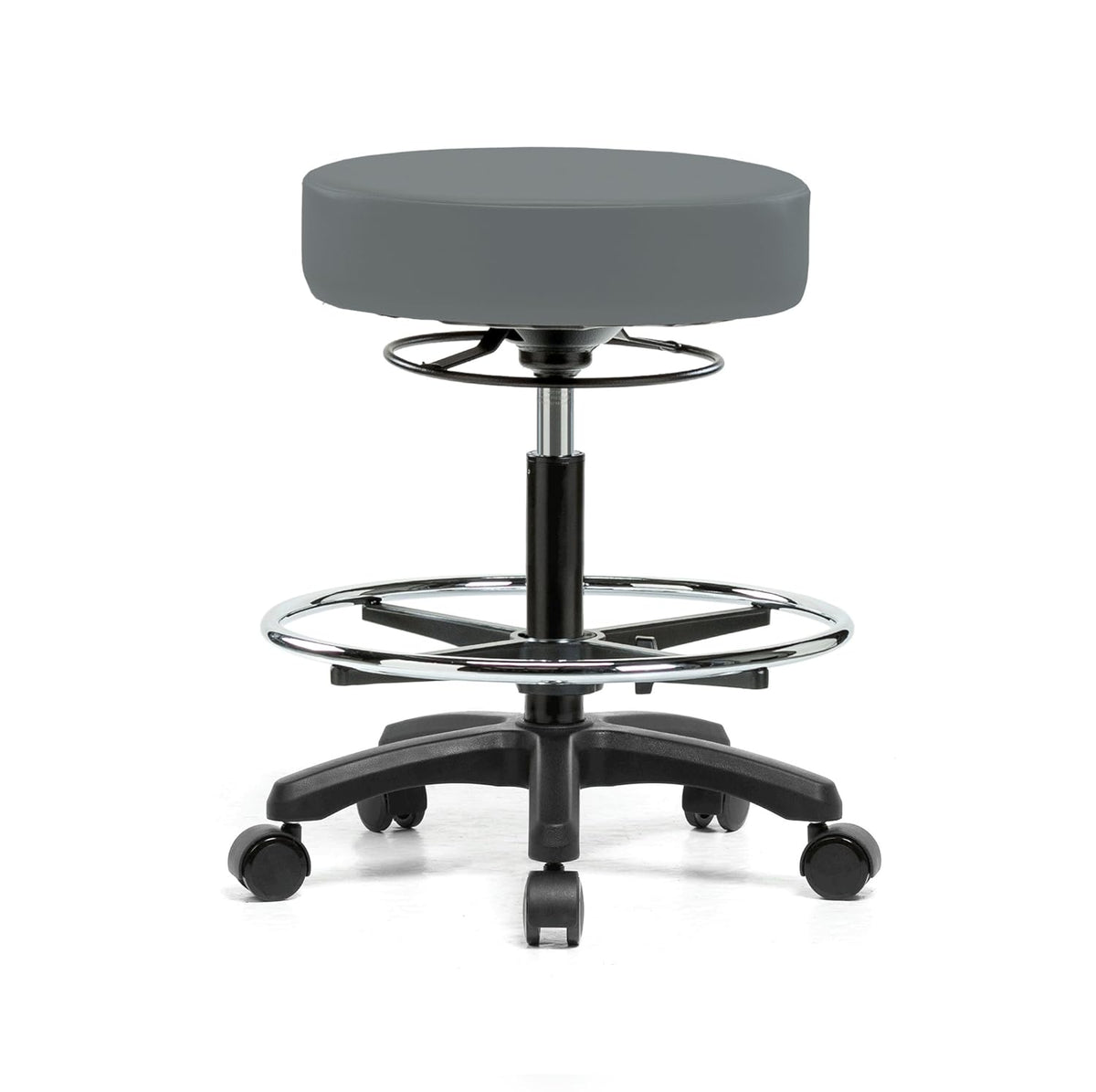 Height Adjustable Rolling Stool Gray Vinyl C3990