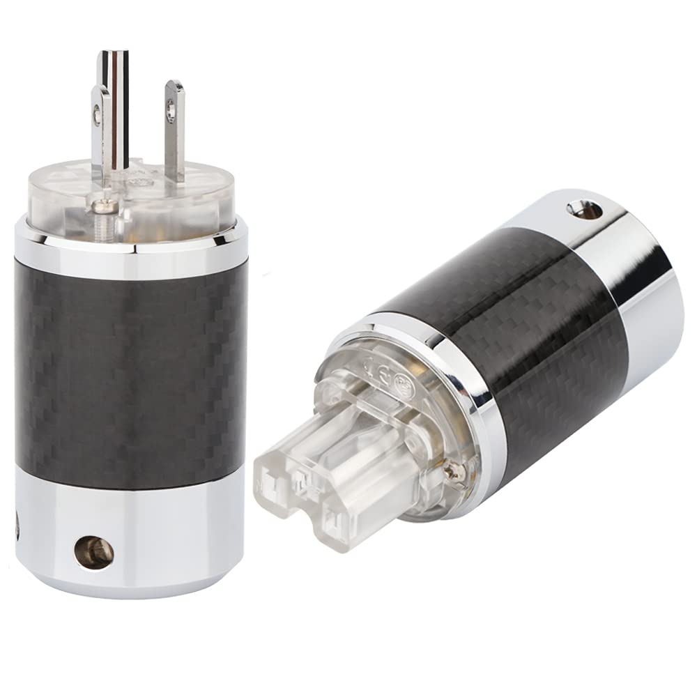 Black Carbon Fiber Transparent Power Plug Connector 10A/250V 15A/125V IEC320 C13 Y5299