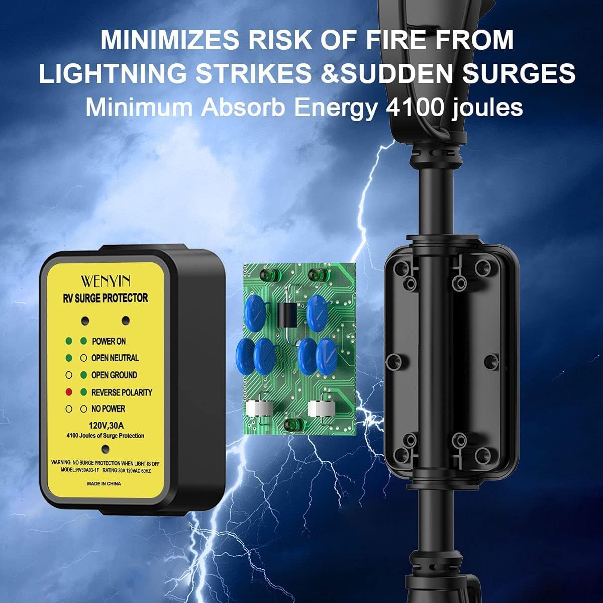 30 amp RV Surge Protector with LED Indicator Light L821