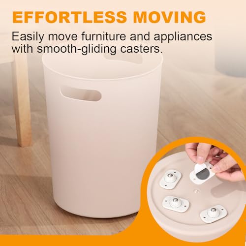 Stainless Steel Self Adhesive Caster Wheels Roller Wheels (8PC, One Size) E292753