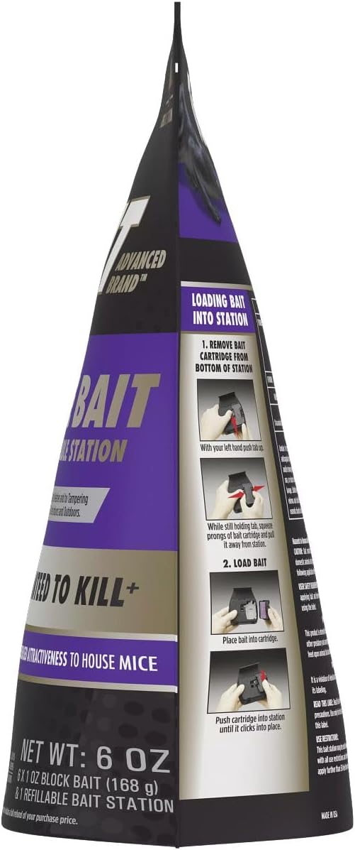 Mouse Bait with Refillable Station, 1 Station and 6 Poison Block Refills C5699