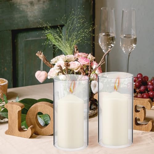 2.5 x 8 Inch Clear Glass Cylinder Candle Holder with Unscented Pillar Candles G7696