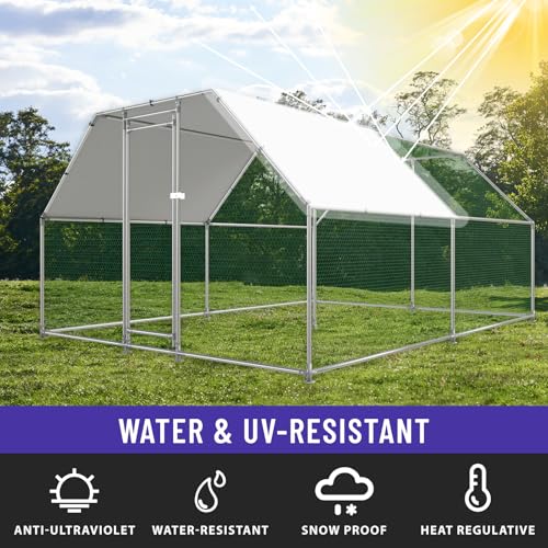 Large Metal Chicken Coop with Water-Resistant and Anti-UV Cover Walk-in Poultry Cage Z449