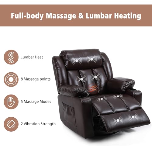 Overstuffed Manual Recliner Chair with Massage and Heat, Lime Gray B738