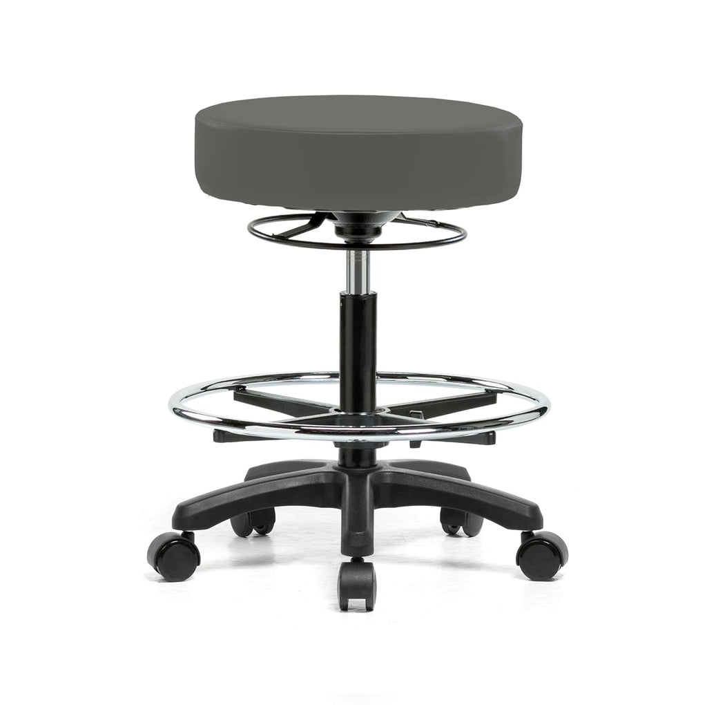 Height Adjustable Rolling Stool Gray Vinyl C3990