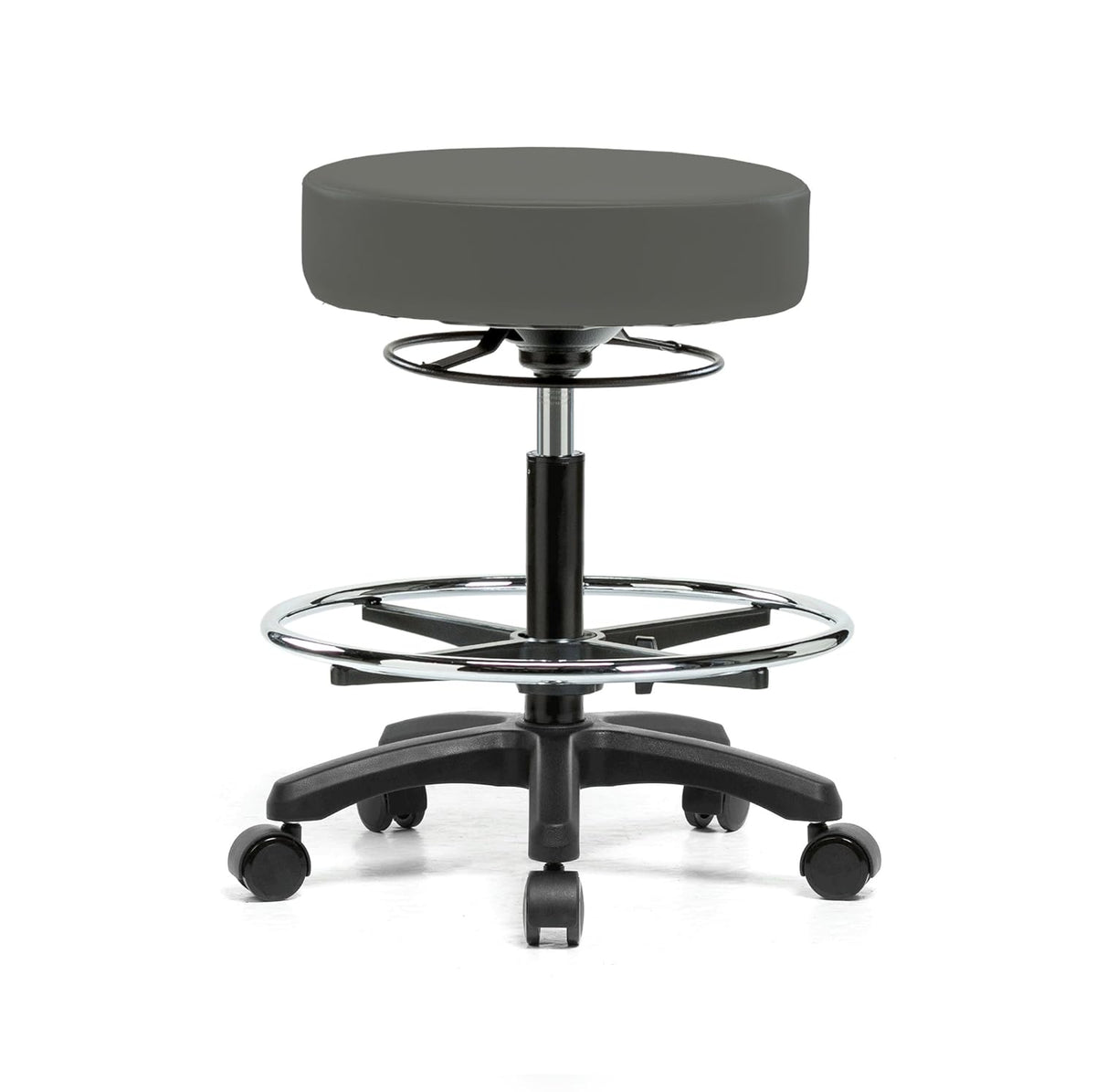 Height Adjustable Rolling Stool Gray Vinyl C3990