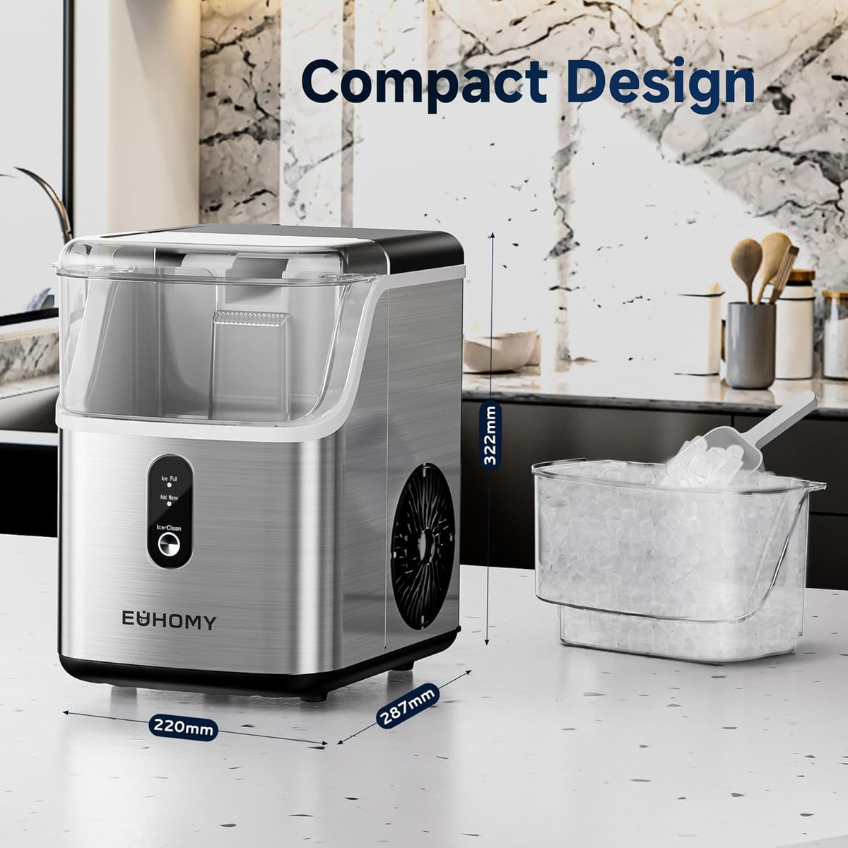 Nugget Ice Maker Machine with 34lbs/24H Self-Cleaning Stainless Steels O428