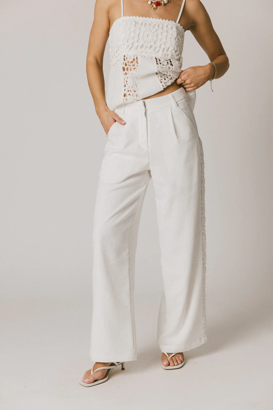 White Crochet Pants E501761