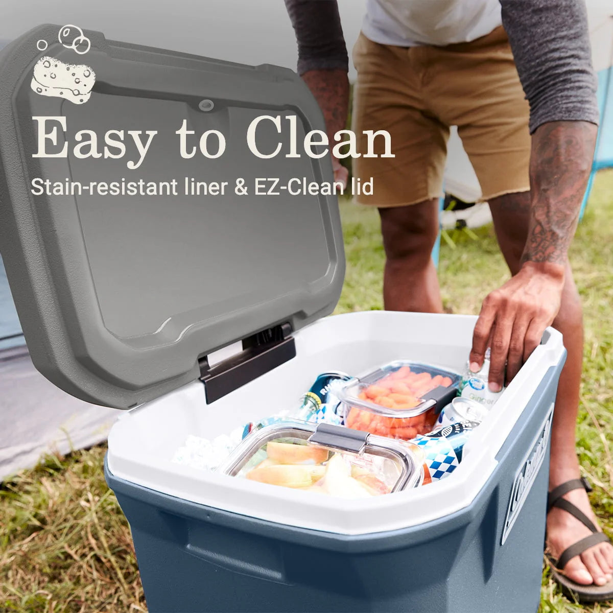 60QT Hard Chest Wheeled Cooler, Lakeside Blue D548
