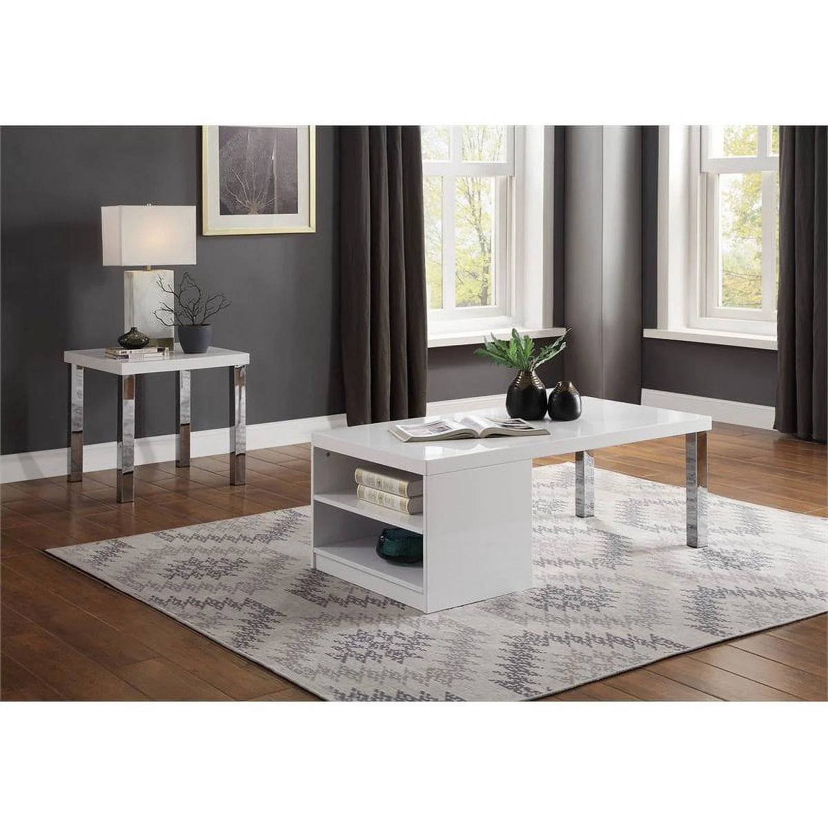 White High Gloss End Table I75972