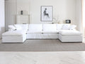 White Convertible Sectional Sofa with 2 Ottomans I85478