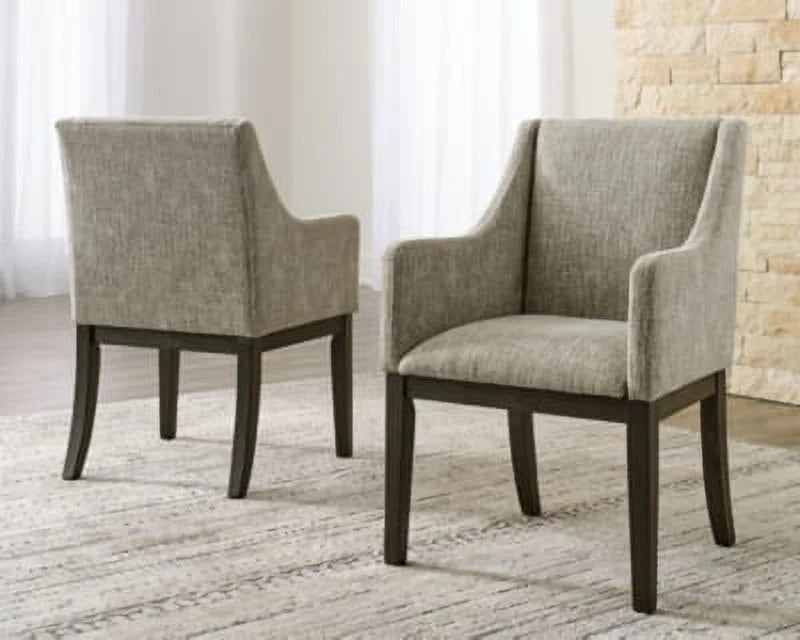 Gray & Dark Brown Upholstered Arm Chair, Set of 2 B435475