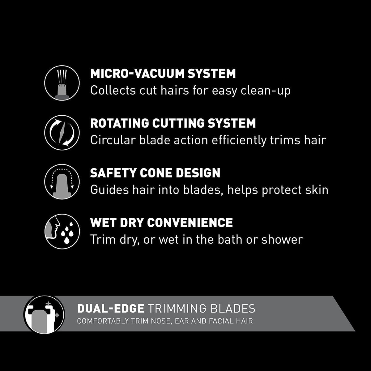 Men's Nose & Ear Hair Trimmer with Vacuum Cleaning System N42367