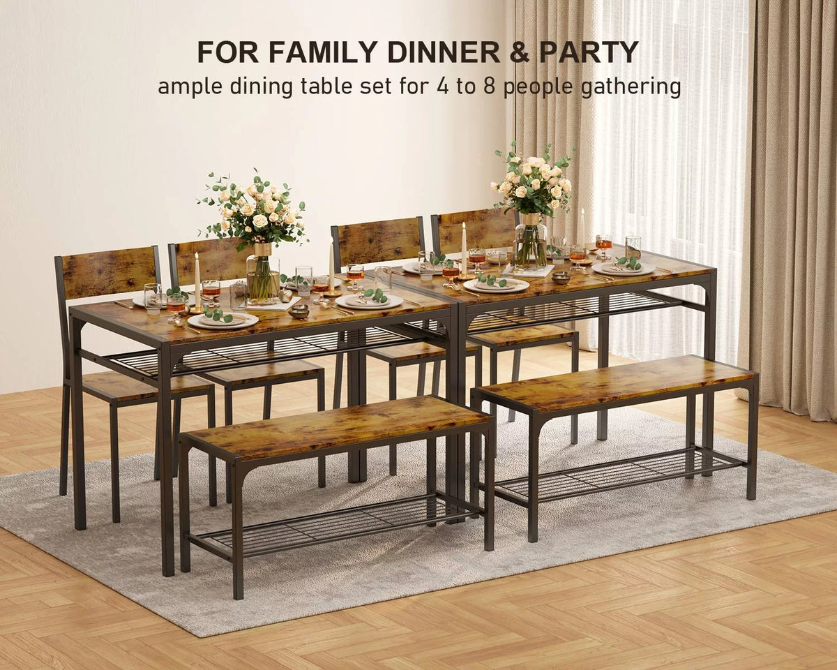 4 Piece Dining Table with 2 Chairs and Bench G53881