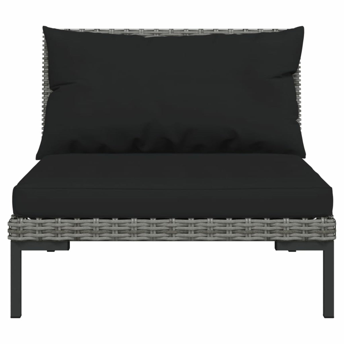 4 Piece Poly Rattan Outdoor Sectional Sofa Set with Cushions Steel Frame P7813