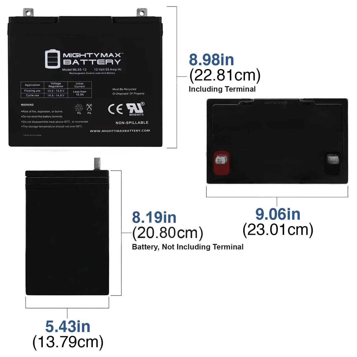 12V 55Ah Battery 2 Pack Q305