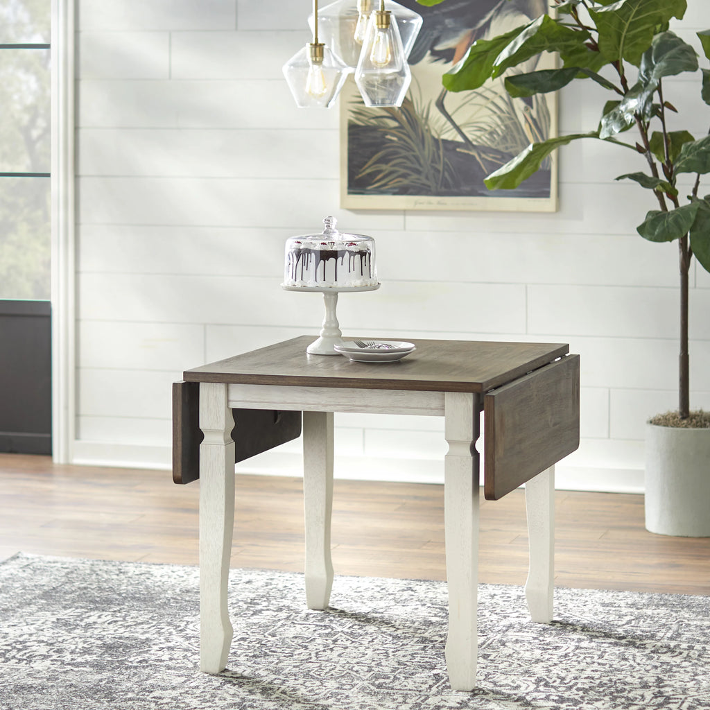 50 x 36 x 30 Walnut Antique White Square Dining Table T6464