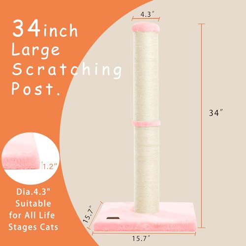34 Inch Natural Sisal Cat Scratching Post L5502