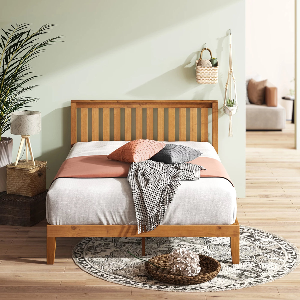 Wood Platform Bed with Headboard A586234