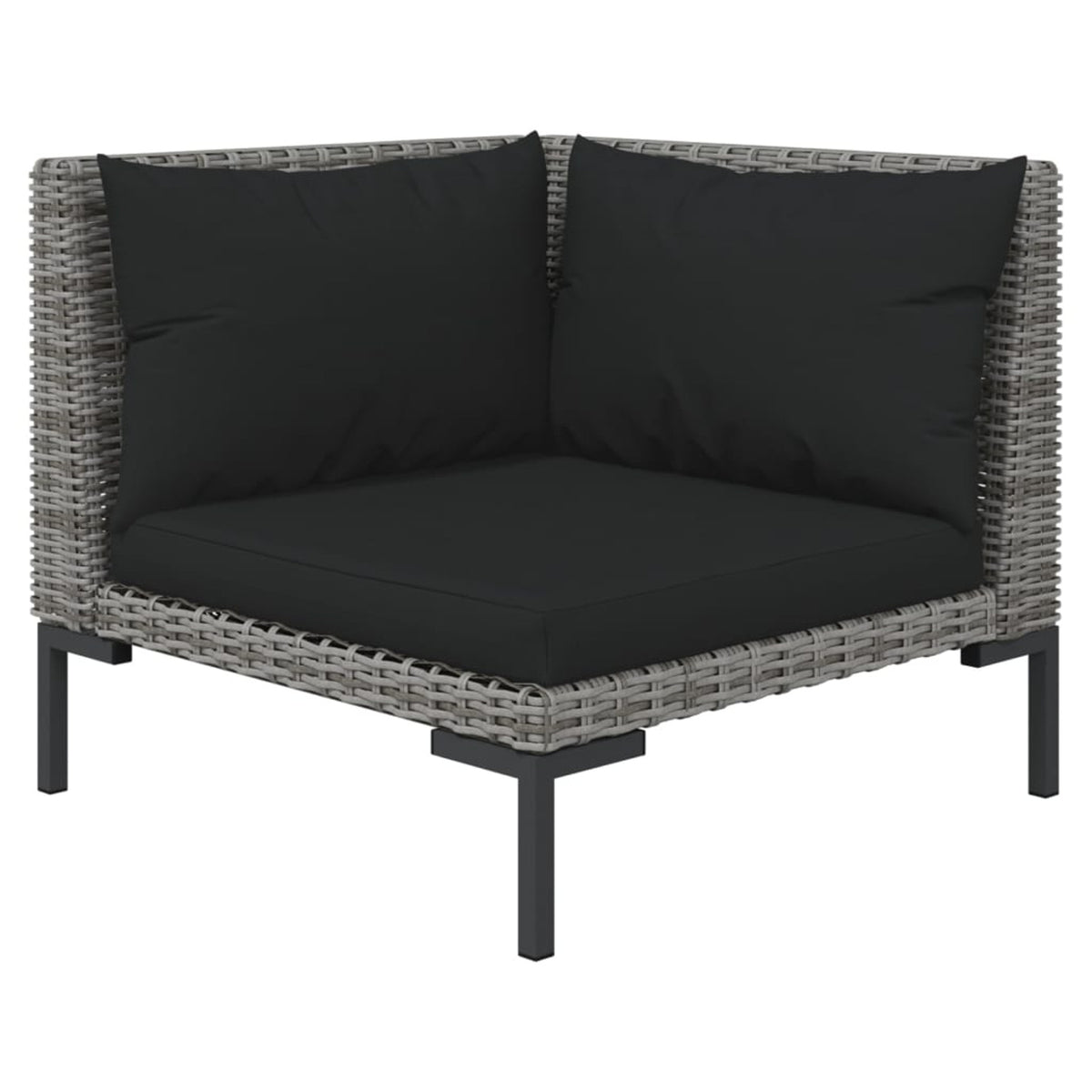 4 Piece Poly Rattan Outdoor Sectional Sofa Set with Cushions Steel Frame P7813