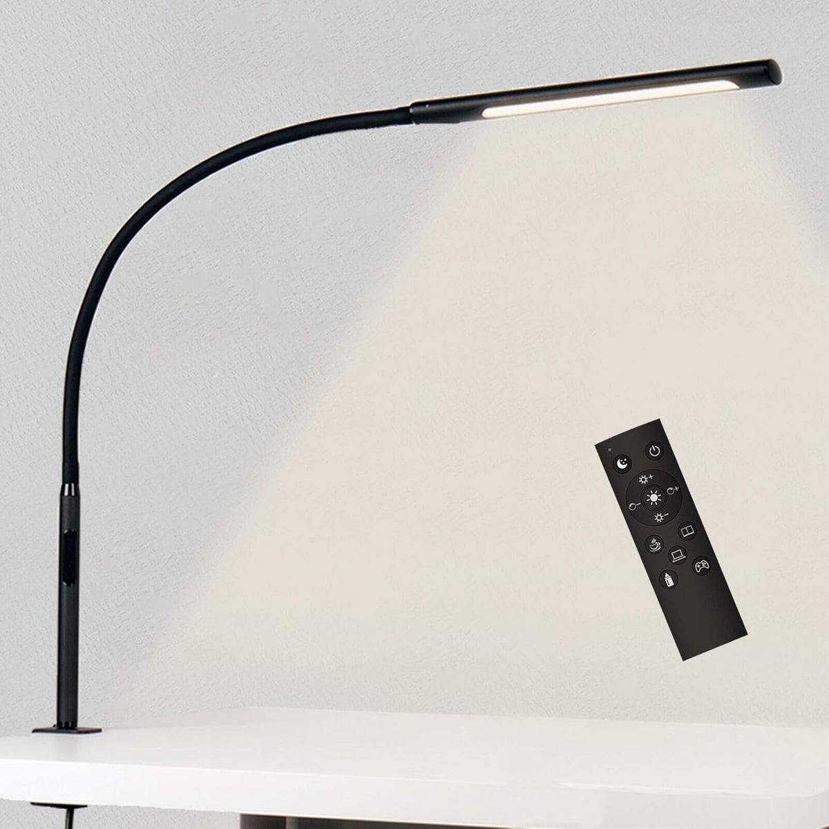Black Swing Arm LED Desk Lamp with Remote Control R28951